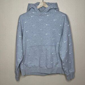 Nike Hoodie Adult Large Gray Logo All Over Embroidery Swoosh